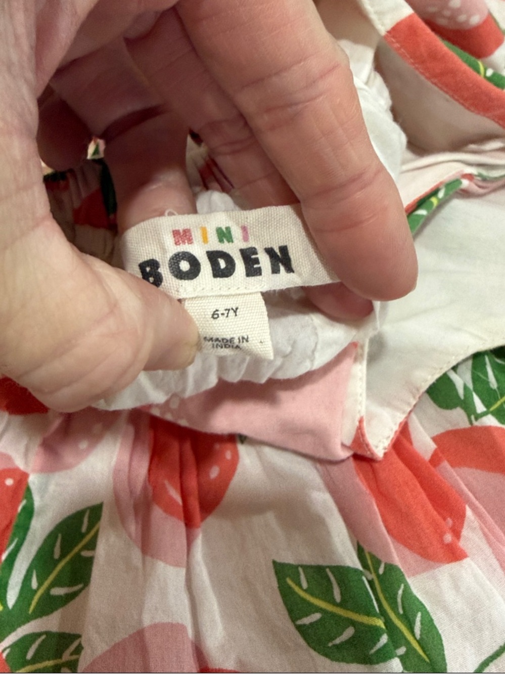 Girls Mini Boden Fruit Print Flouncy Sundress w/Criss-Cross Back Sz 6/7 EEUC - Picture 5 of 5